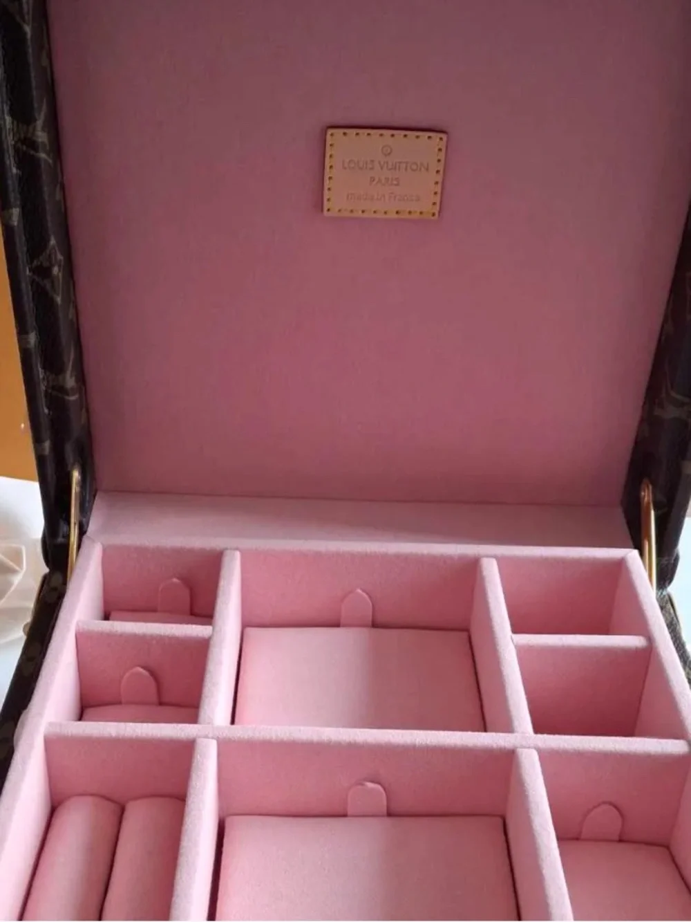 Pink and Brown Monogram Jewelry Travel Case